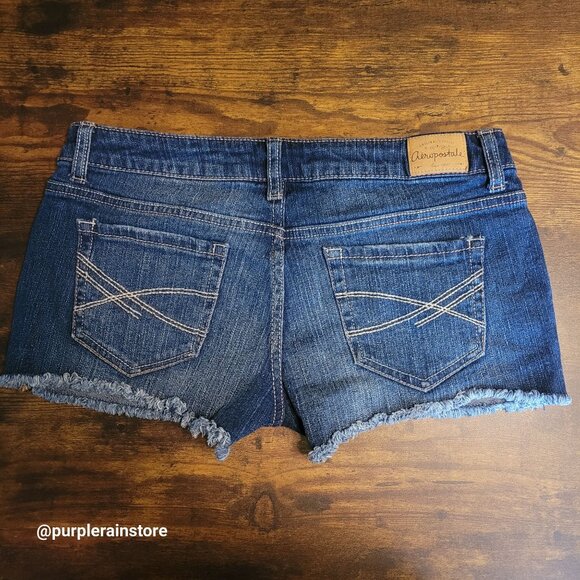 Aeropostale Cut Off Floral Embellished Shorts 6 Medium Light Wash Denim Country - Picture 2 of 10